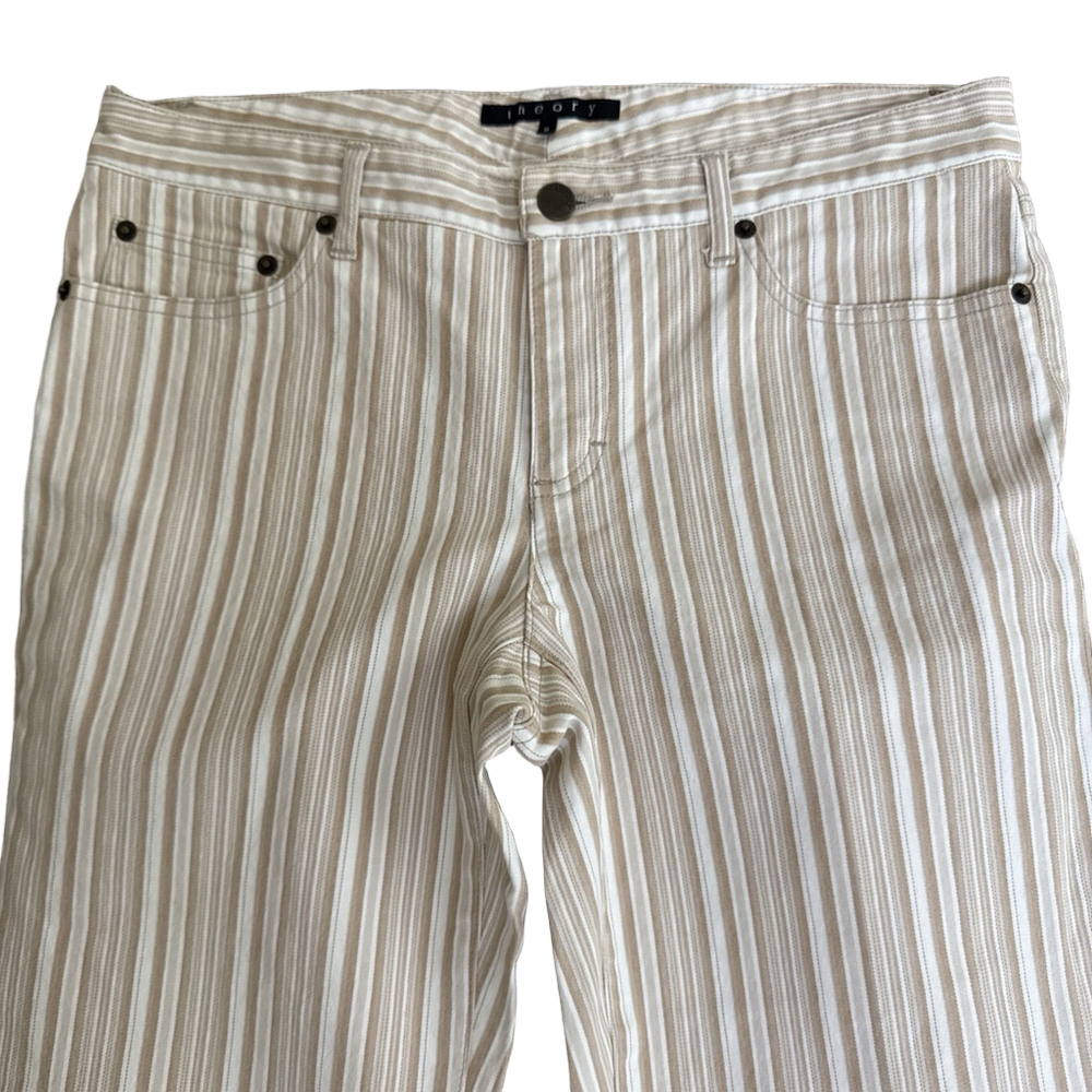 Theory Striped Capri Cropped Denim Pants Women's Size 8